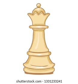Vector Single Cartoon Illustration - White Queen Chess Figure.