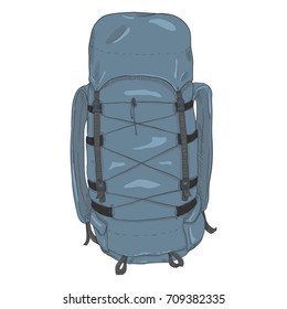 Vector Single Cartoon Light Blue Hiking Backpack with Straps