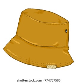 Vector Single Cartoon Mustard Color Bucket Hat. Urban Street Style.