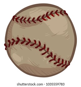 Vector Single Cartoon Old Brown Ball for Baseball
