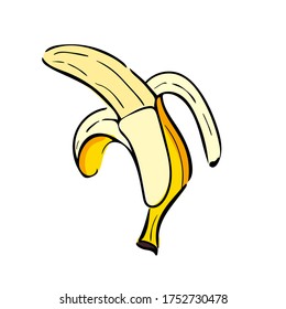 Vector Single Cartoon Peeled Banana On Stock Vector (Royalty Free ...