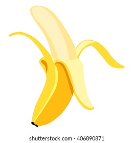 Vector Single Cartoon Peeled Banana Icon