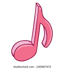 Vector Single Cartoon Pink Musical Note Icon
