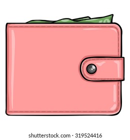 Vector Single Cartoon Pink Wallet