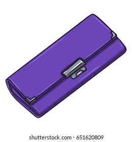 Vector Single Cartoon Purple Female Purse on White Background