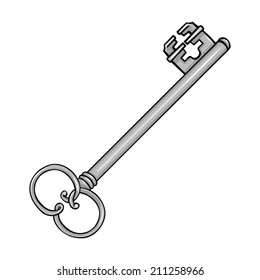 Vector Single Cartoon Silver Antique Key