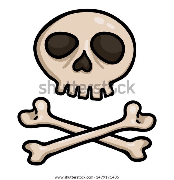 Vector Single Cartoon Skull Crossbones Doodle Stock Vector Royalty Free 1499171435