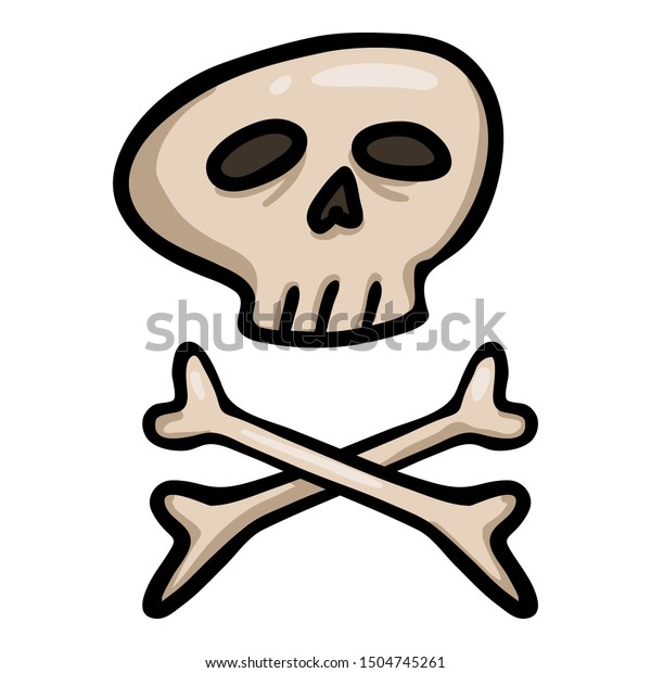 Vector Single Cartoon Skull Crossbones Doodle Stock Vector Royalty Free 1504745261