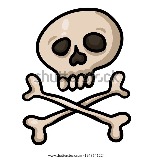 Vector Single Cartoon Skull Crossbones Doodle Stock Vector Royalty Free 1549641224