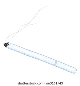 Vector Single Cartoon Slim Cigarette on White Background