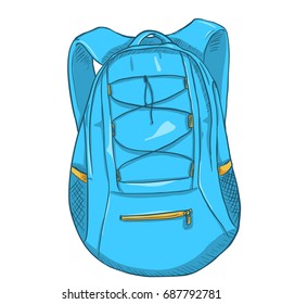 Vector Single Cartoon Small Blue Sport Backpack