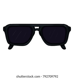 Vector Single Cartoon Sunglasses in Black Plastic Rim