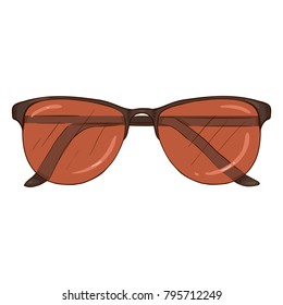 Vector Single Cartoon Sunglasses in Brown Rim