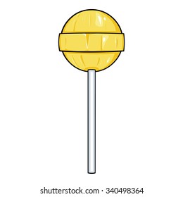 Vector Single Cartoon Yellow Round Lollipop