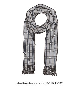 Vector Single Checkered Gray Cartoon Woolen Scarf