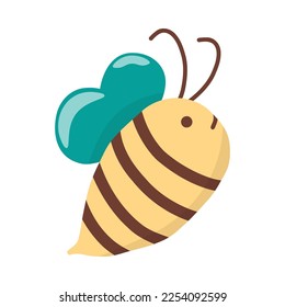 Vector single clipart cute bee in color, on a white background