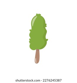 Vektorgrafik-Single-Clip-Art grün Baum im Cartoon-Stil. In hellen Farben. Auf weißem Hintergrund. 