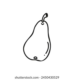 Vector single clipart of pears in doodle style. Stock isolated image on a white background.
