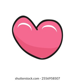 Vector single clipart of pink heart. Stock vector illustration. Isolated image on a white background.	
