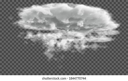 Vector Single cloud on a transparent background. An atmospheric phenomenon.