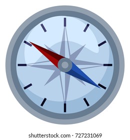Vector Single Color Blue Geographic Compass Icon with Wind Rose