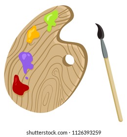 Vector Single Color Flat Icon - Pallete and Brush. Painting Tools.