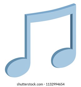 Vector Single Color Flat Icon - Blue Music Note Symbol