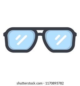 Vector Single Color Flat Icon - Pair of Eyeglasses