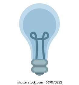 Vector Single Color Flat Icon - Blue Lightbulb