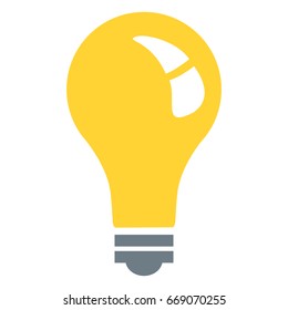 Vector Single Color Flat Icon - Yellow Lightbulb