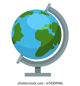 Vector Single Color Flat Icon - School Geographical Globe