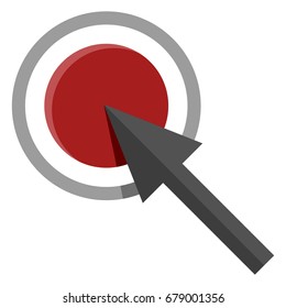 Vector Single Color Flat Icon - Arrow and Red Aim