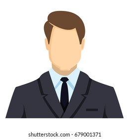 Vector Single Color Flat Icon - Businessman in Blue Suit