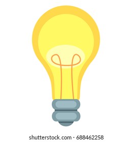 Vector Single Color Flat Icon - Yellow Lightbulb