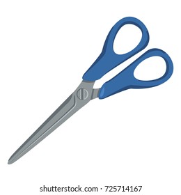 Vector Single Color Flat Illustration - Blue Scissors