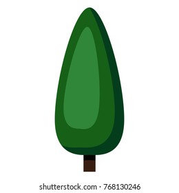 Vector Single Color Icon - Green Tree on White Background