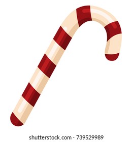 Vector Single Color Icon - Red and White Christmas Sweet Candy Cane