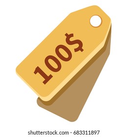 Vector Single Color Icon - Yellow Tag with Price