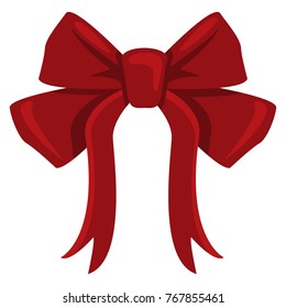 Vector Single Color Red Bow Icon on White Background