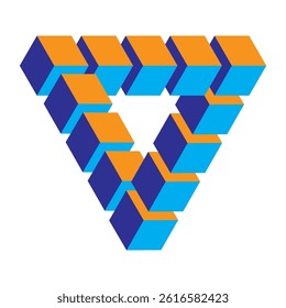 Vector single colored impossible triangle icon isolated on white background.