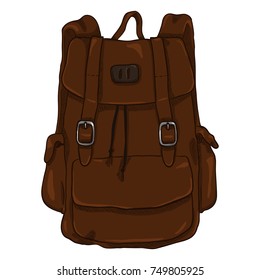 Vector Single Dark Brown Cartoon Casual Style Backpack