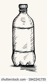 Vector Single doodle Small Plastic Bottle of Water