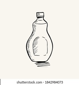 Vector Single doodle Small Plastic Bottle of honey