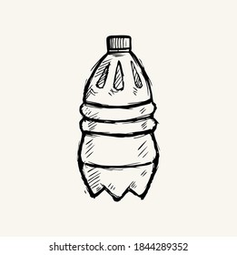 Vector Single doodle Small Plastic Bottle of Water
