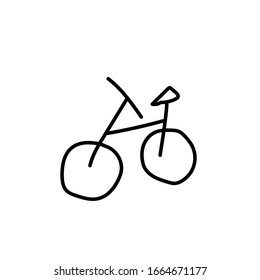 Vector single eco bicycle.Ecological illustration doodle black line on a white isolated background.Design for social media, web,cards,textiles,wrapping paper,packaging,prints,coloring.