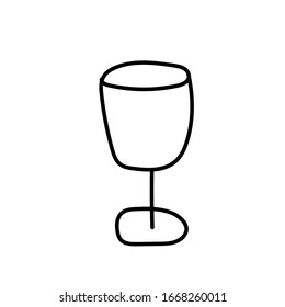 Vector single eco glass. Ecological illustration doodle black line on a white isolated background.Design for social media, web,cards,textiles,wrapping paper,packaging,prints,coloring.