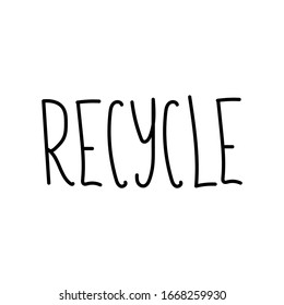 Reciclaje de etiquetas ecológicas individuales vectoriales.Ilustración ecológica línea negra de doodle en un fondo blanco aislado.Diseño para medios sociales, web, tarjetas, textiles, papel envolvente, embalaje, impresiones, coloreado.