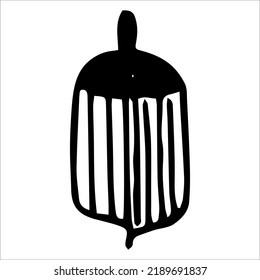 Vector de un solo elemento estilizado bellota. silueta negra