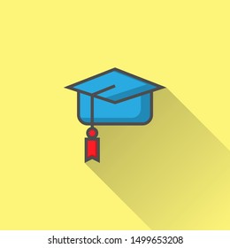 Vector single filled line icon with long shadow on yellow backgrounds