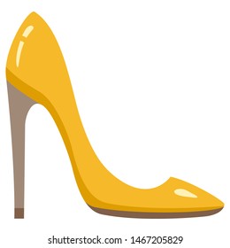 Vector Single Flat Yellow Women Shoes Icon